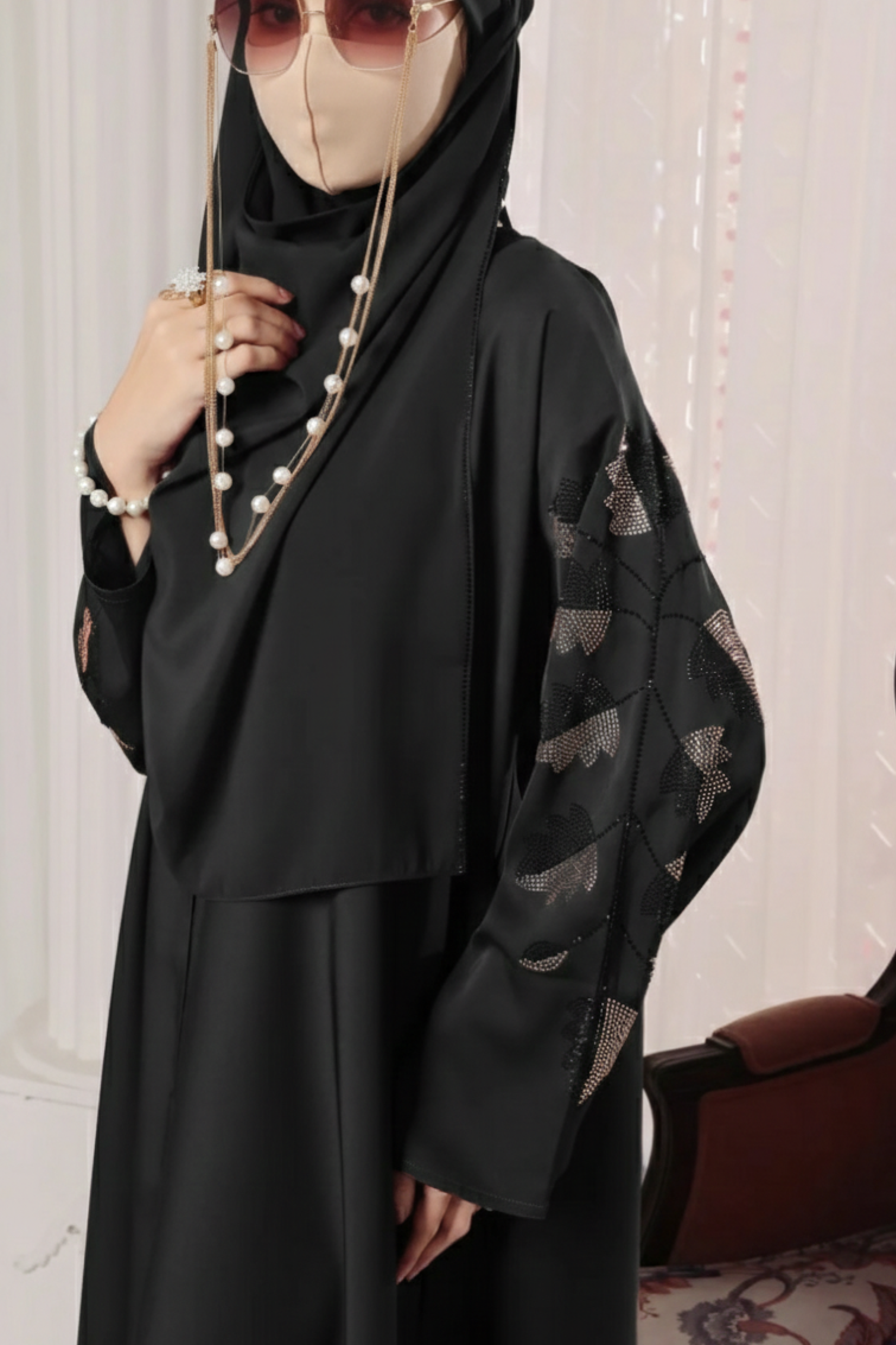 Black-Leaf-Abaya-For-Women