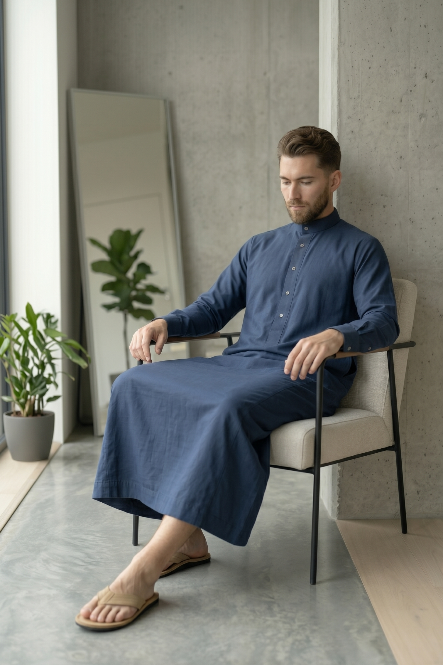 Plain Thobe - Dusky Blue