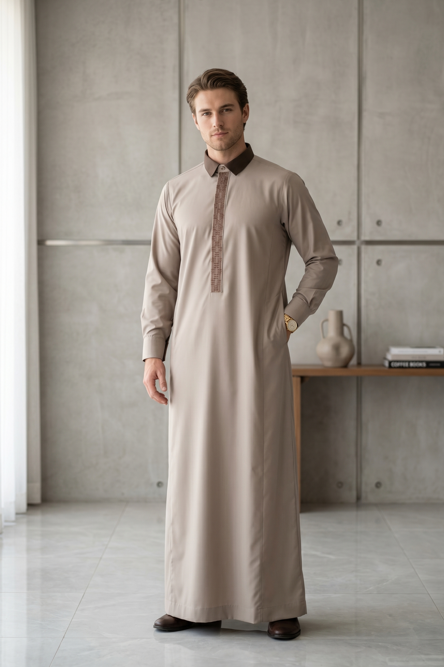 Collar Thobe - Dusty Grey