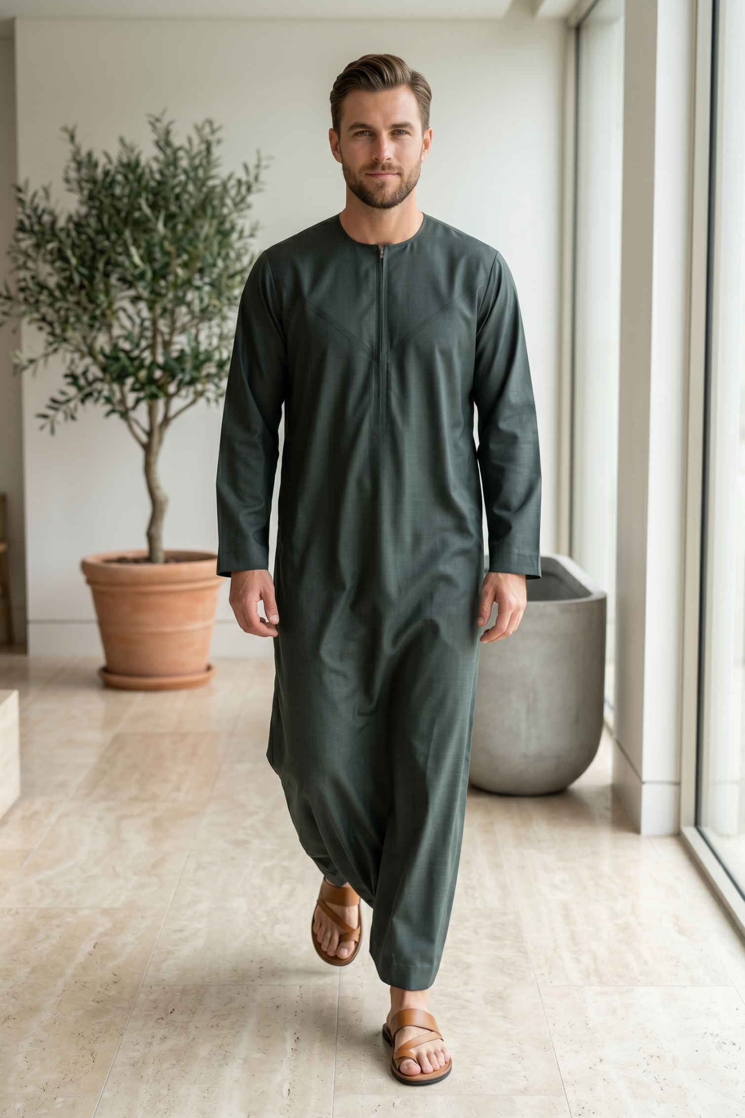 Emirati Thobe - Charcoal Grey