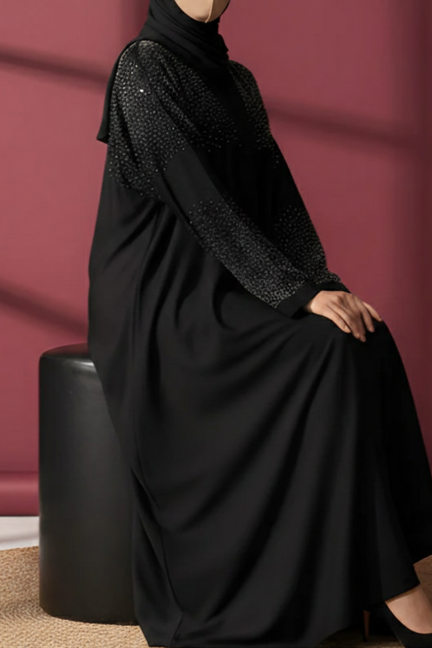 Starlit Black Abaya