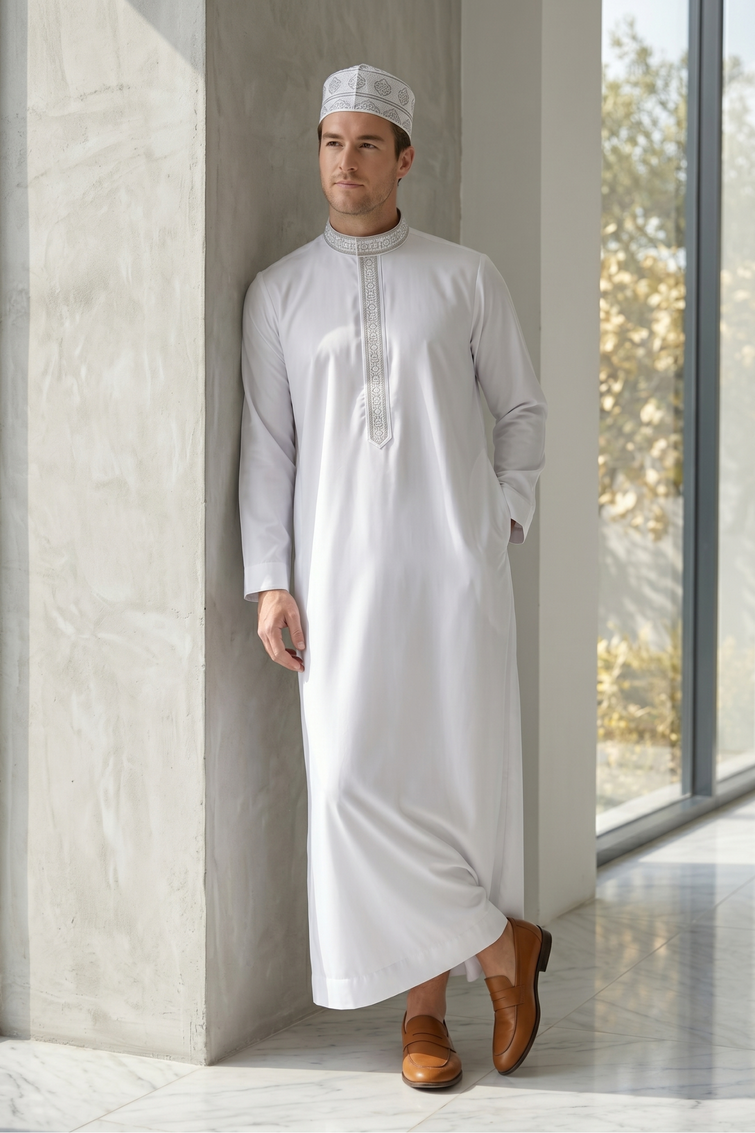 Collar Thobe - White