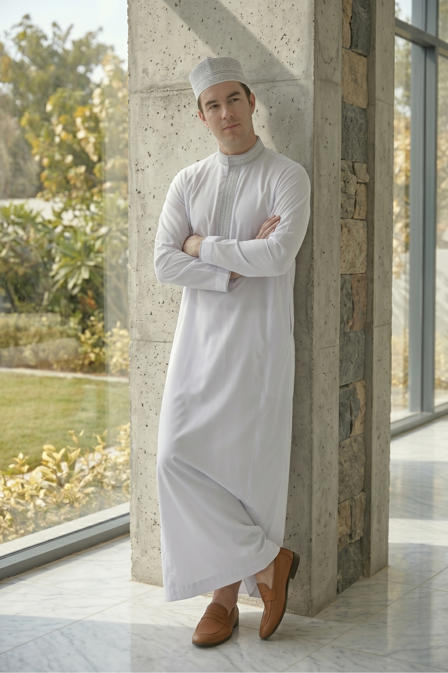 Collar Thobe - White