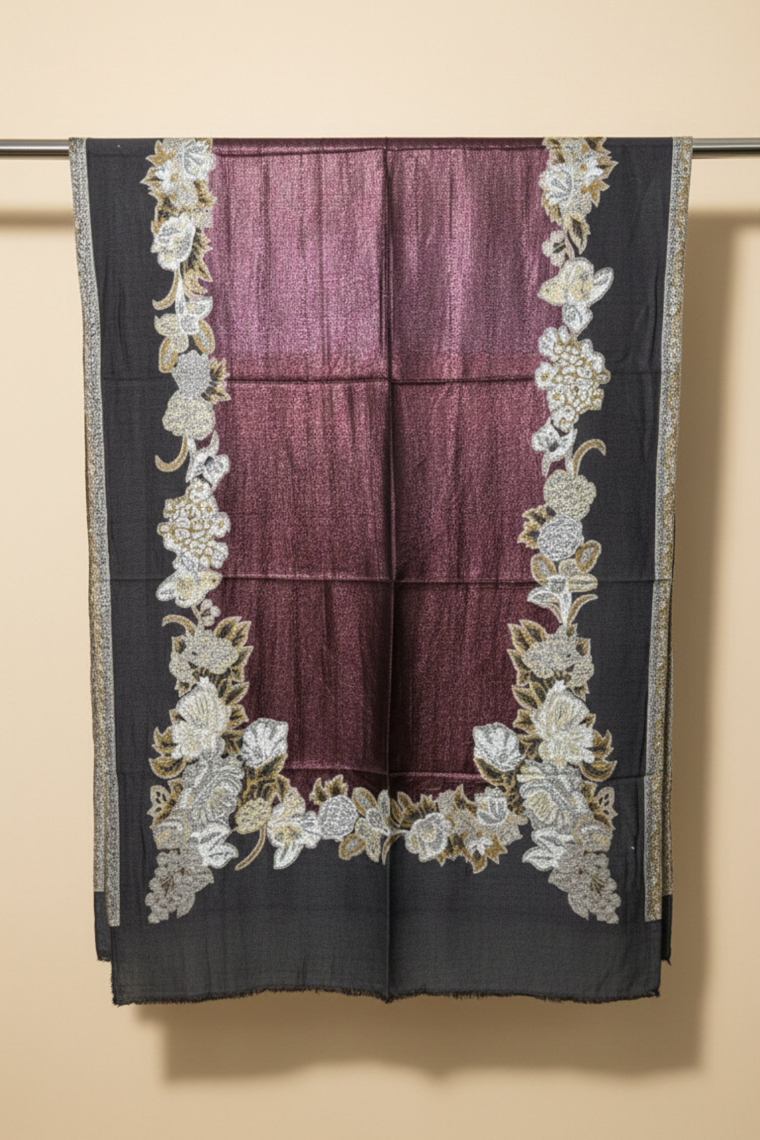 Gulab-Border-Stole-Black-For-Women