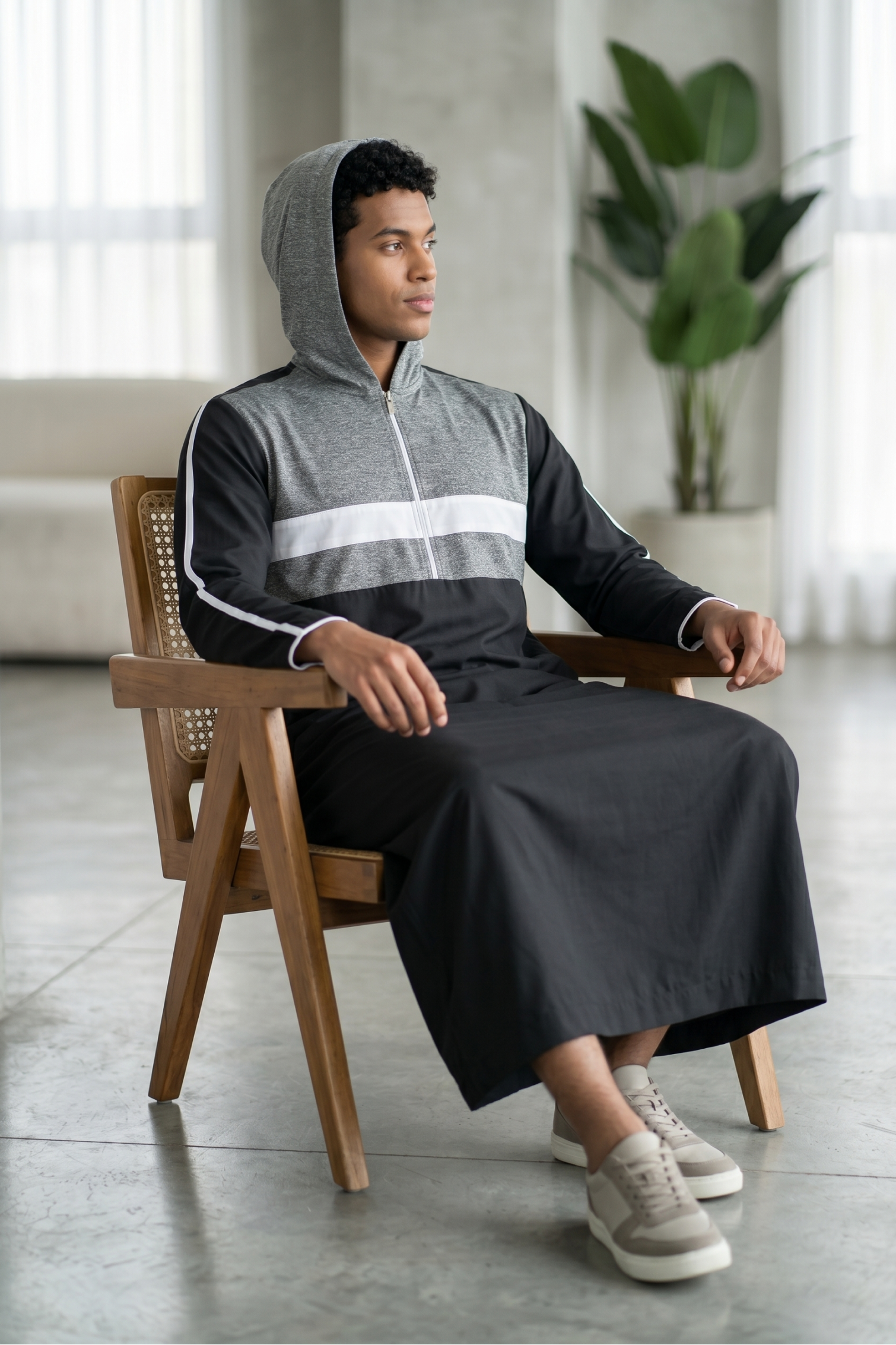 Hooded-Thobe-Grey-For-Men
