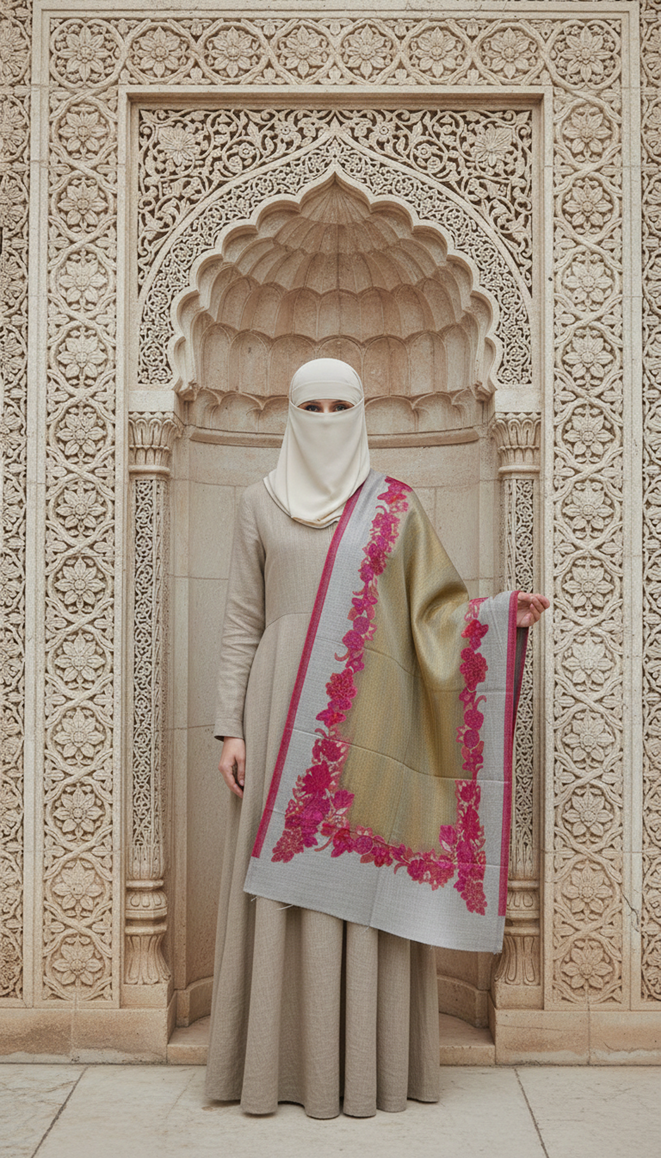 M.L Gulab Border Stole