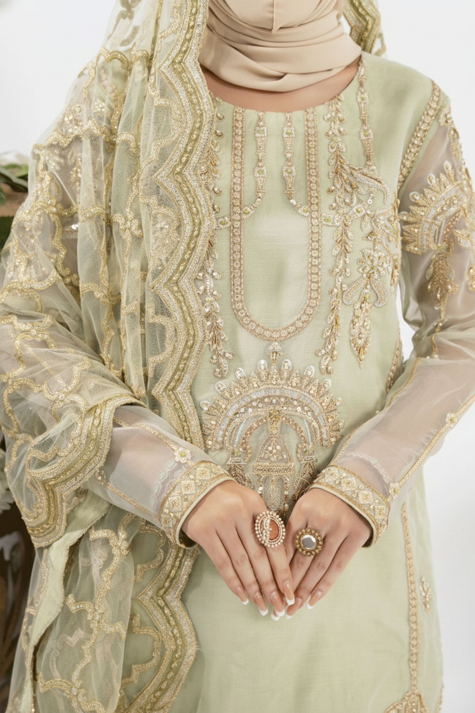 Olive-Shirt-Gharara-Dupatta-For-Women