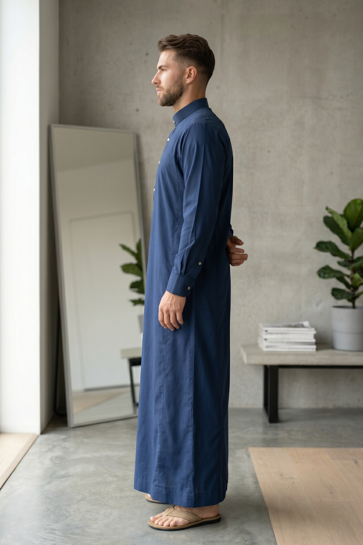 Plain-Thobe-Dusky-Blue-For-Men
