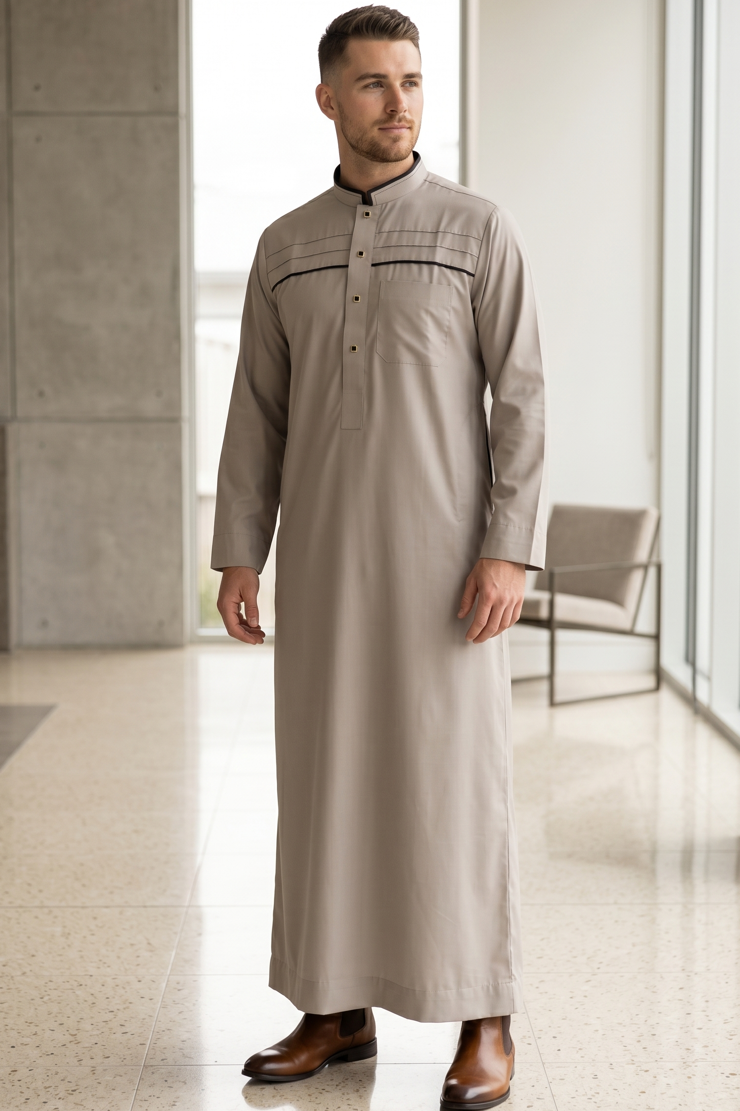 Plain-Thobe-Warm-Grey-For-Men