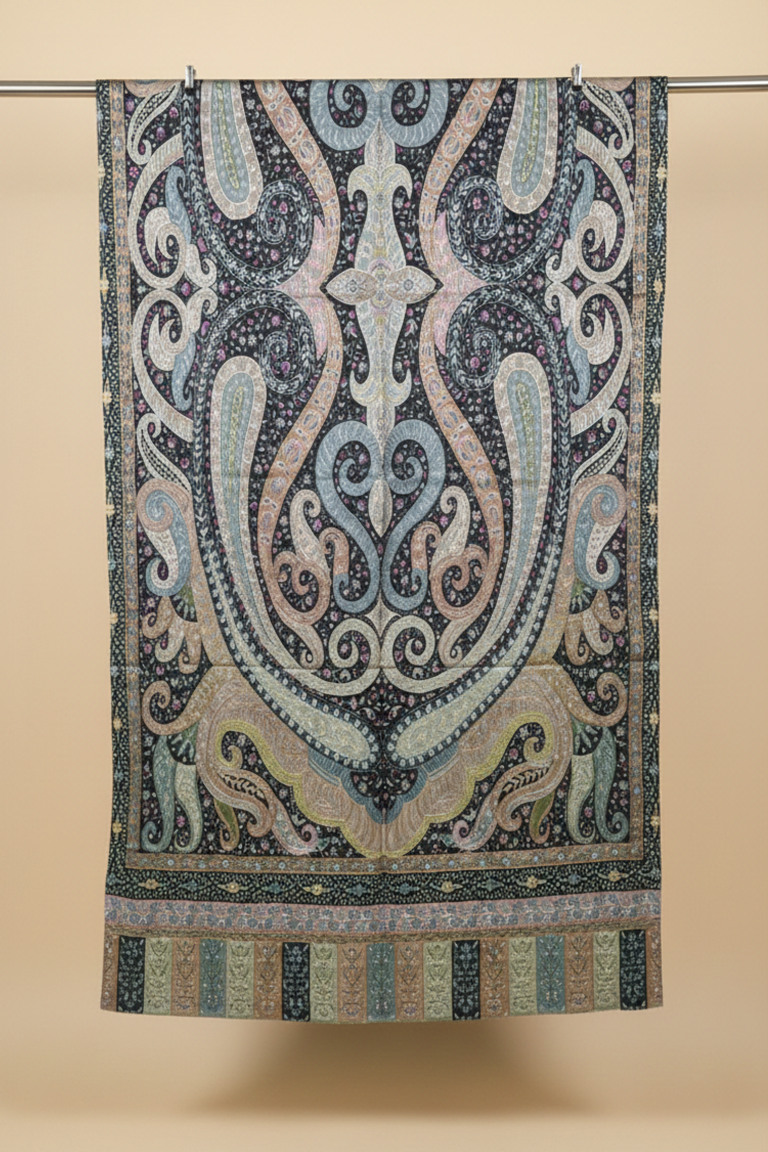 Qalamkar-M.P-Stole-Cream-For-Women