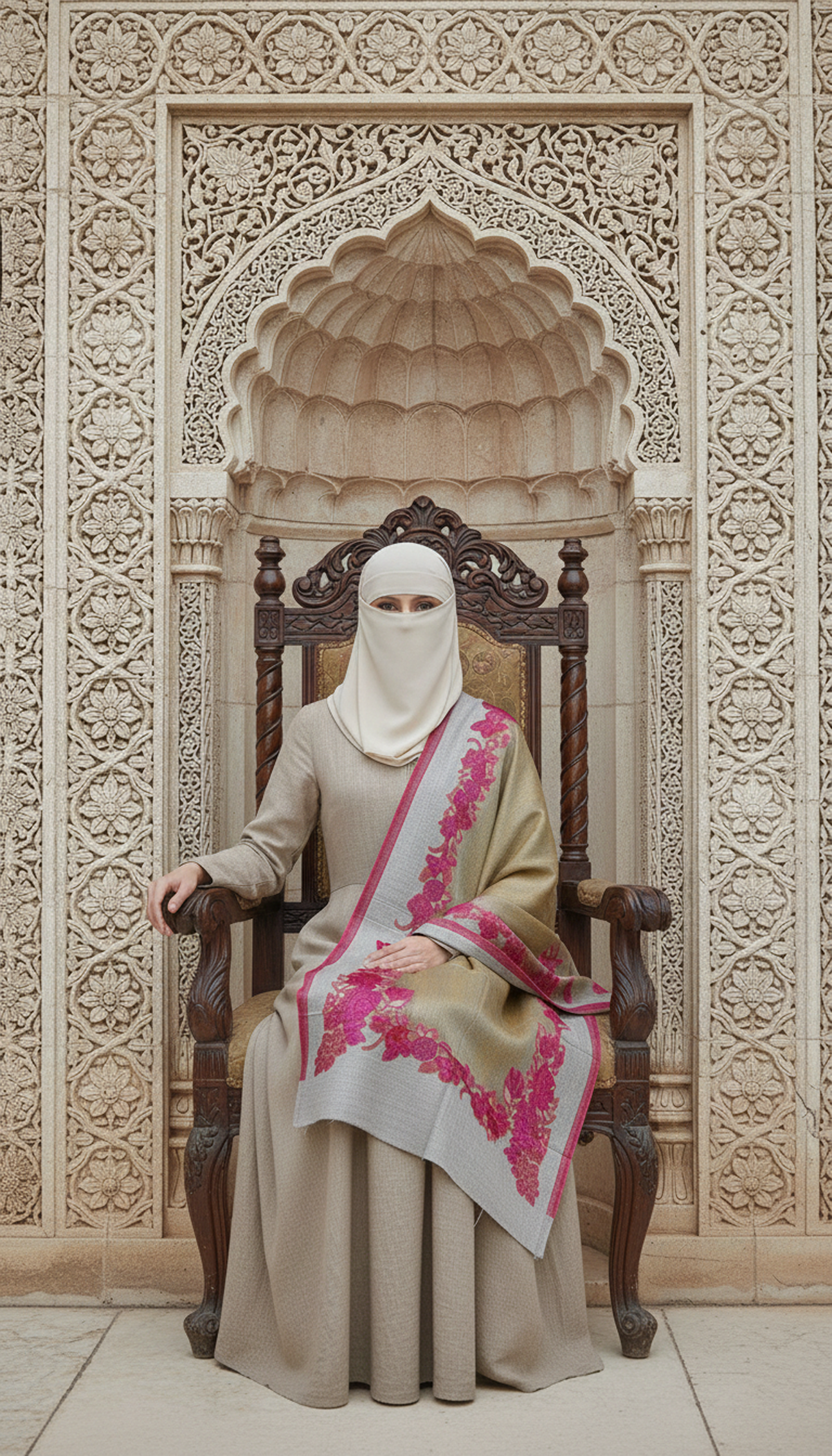 Stylish-Gulab-Border-Stole-For-Woman