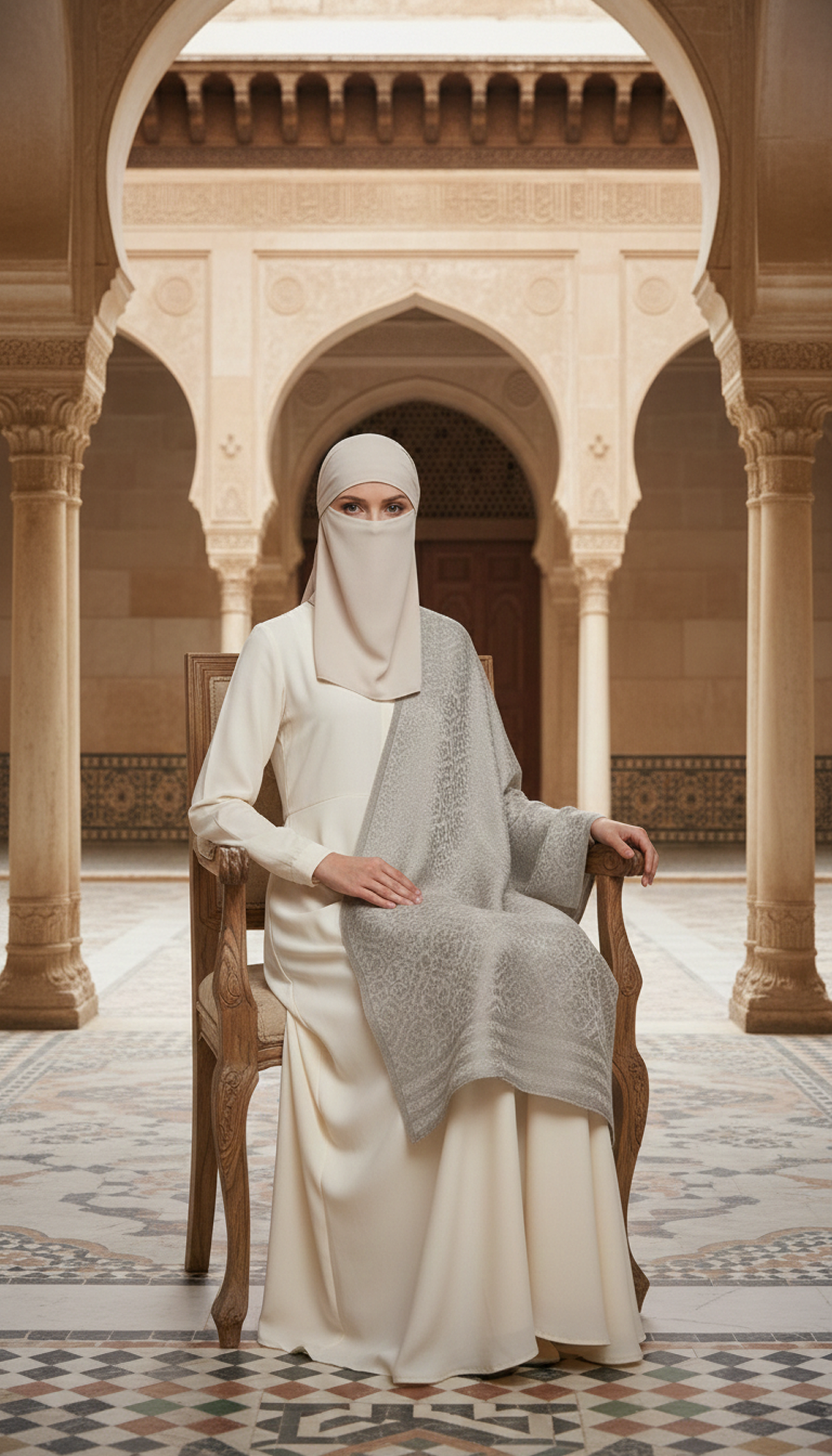 Stylish-M.L-Silk-Stole-Cream-For-Women