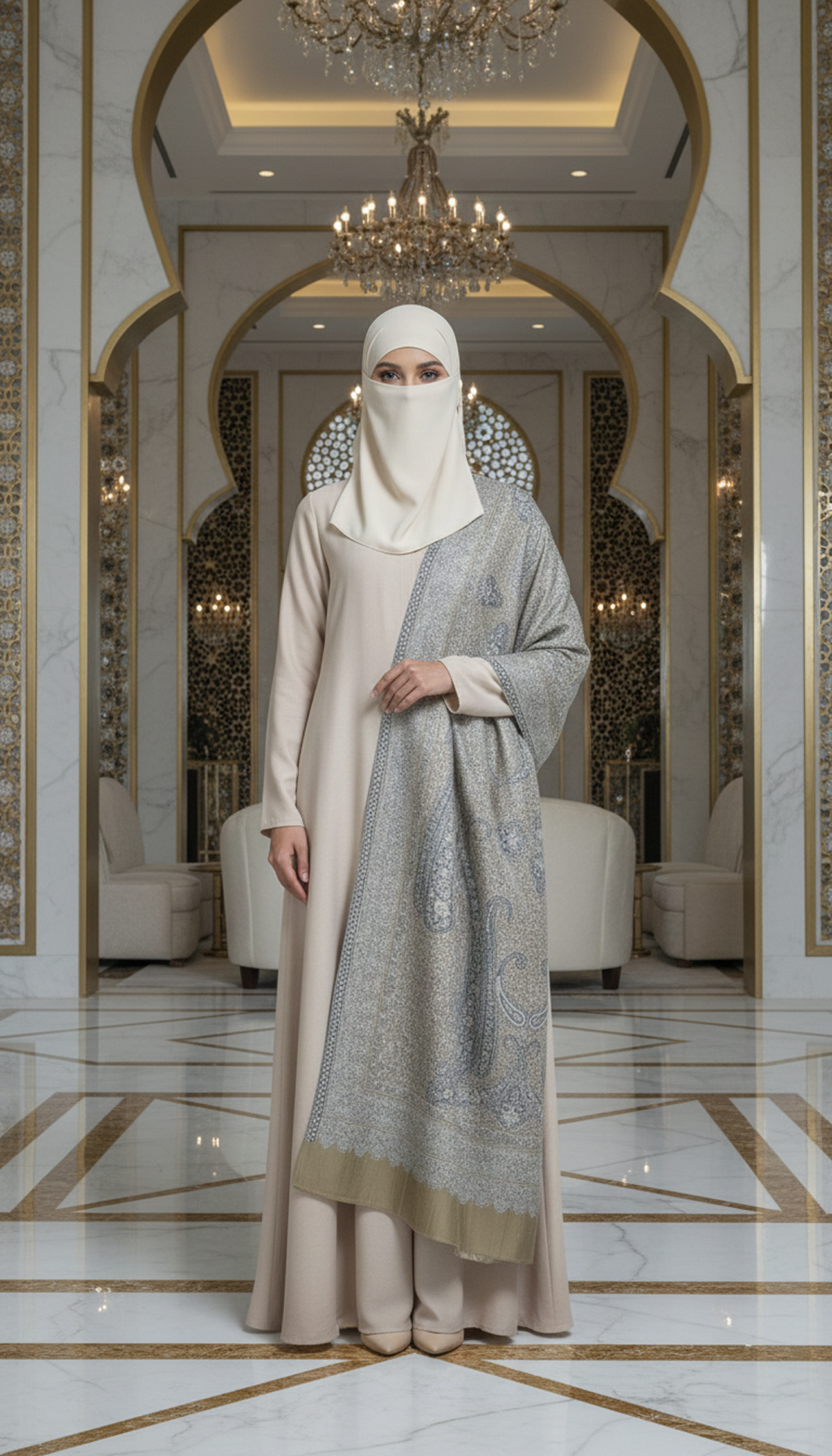 Stylish-New-Kani-Shawl-A-Cream-For-Woman